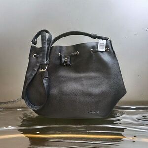 Bella Russo Black Vegan Leather Tote Shoulder Crossbody Adjustable Strap Bag